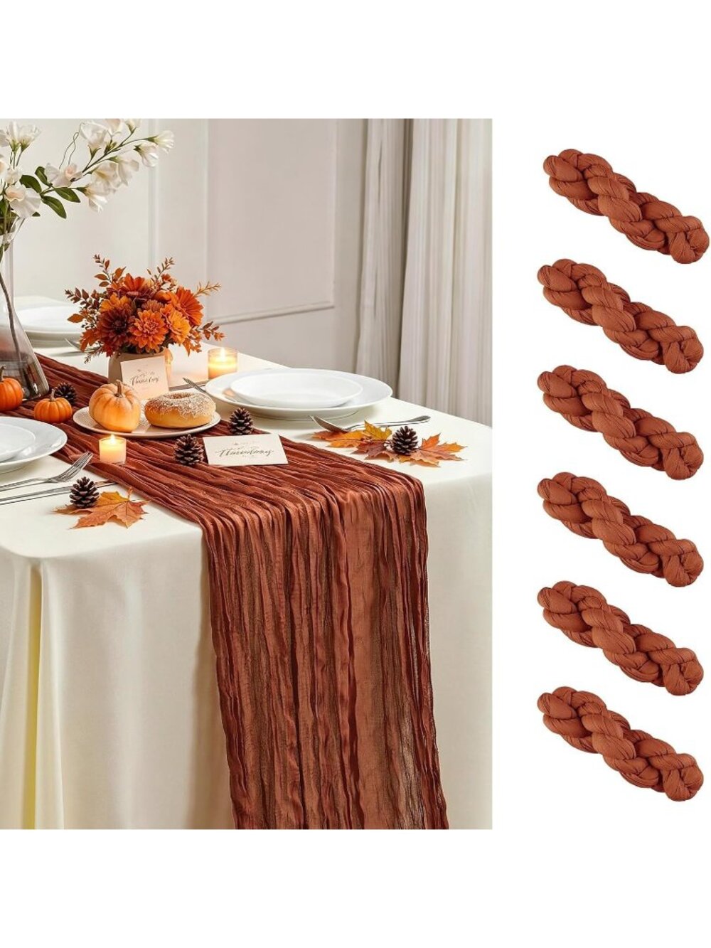 New 6 Pack Fall Table Runner Terracotta Cheesecloth 35×120 Inch Boho Home Decor